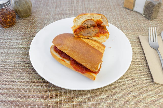 Meatball Parmigiana Sandwich.